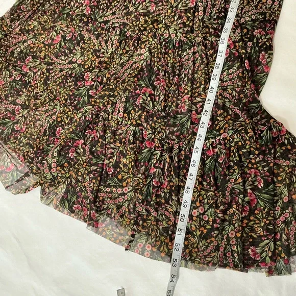 MISA Rebecca Tiered Ruched Floral Chiffon Dress Short Sleeve Size Small - Picture 12 of 15